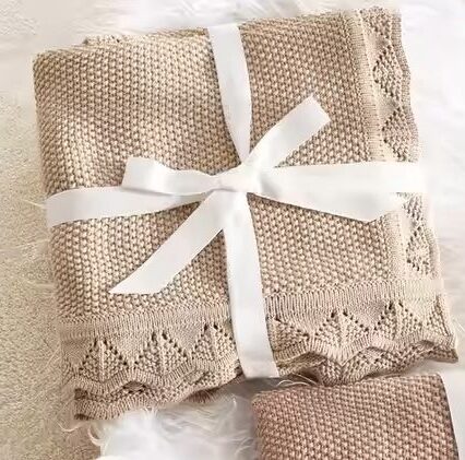 Latte Knitted Heirloom Blanket