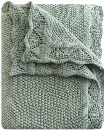 Sage Knitted Heirloom blanket